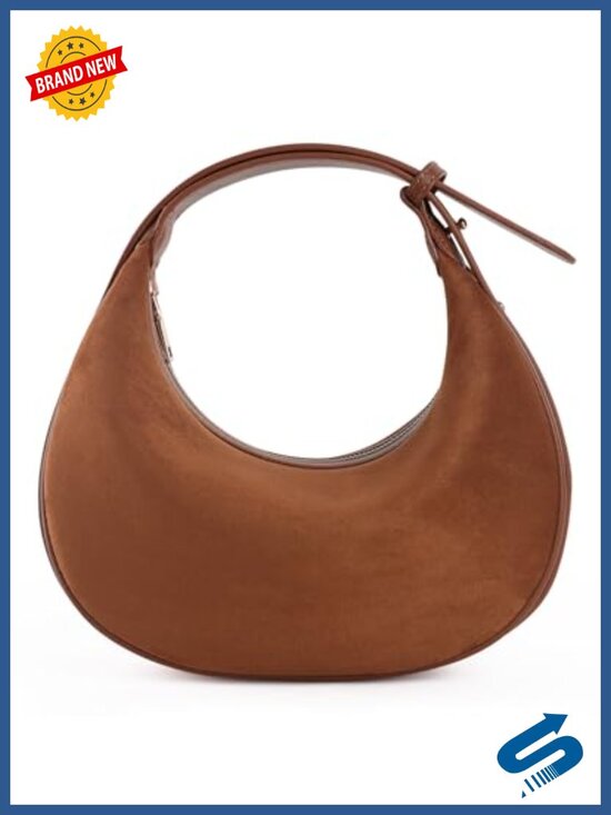 Handbags - Suede Crossbody Bag Crescent Shoulder Bag Vegan Faux PU Leather Hobo Purse